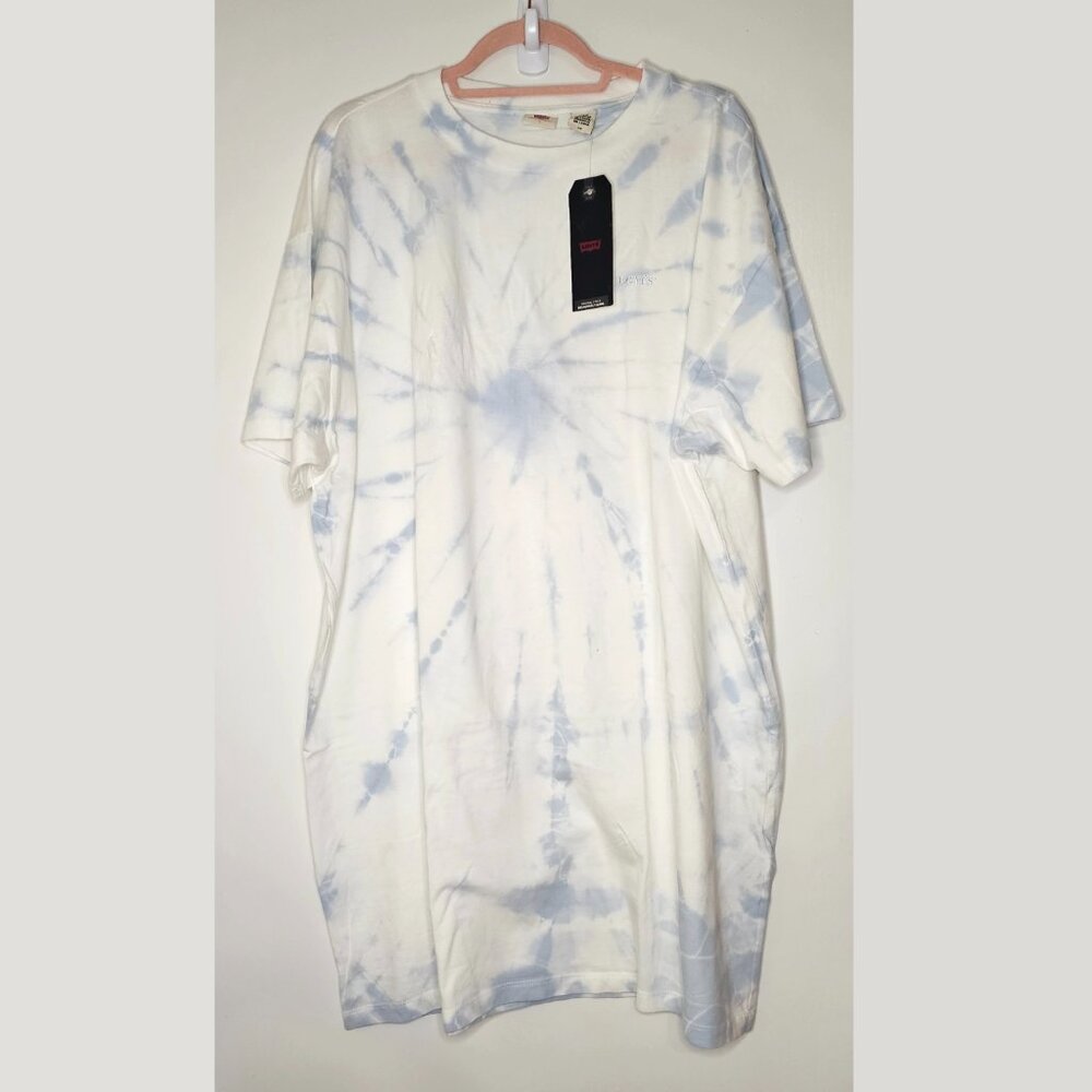 NWT!! Levi’s Loki T-Shirt Tie Dye Lounge Dress M L XL White & Blue